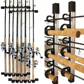 Rush Creek Creations (2 Pack) 6 Rod Fishing Pole Wall Ceiling Holder - All Weather Garage Storage Rack - Fishing Gifts