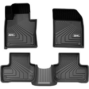 3W Floor Fit Volvo XC60 2018-2024 (Not for Hybrid) TPE All Weather Custom Fit T5 T6 Momentum Floor Liner for Volvo XC60 1st and 2nd Row Full Set Car Liners Black