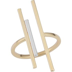 Kooljewelry 14k Two-tone Gold Triple Bar Ring