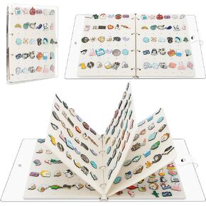 منظم كتب عرض دبوس المينا PACMAXI A4 بسعة 300 دبوس، غطاء PVC شفاف، مجموعة دبابيس إبداعية، كتاب تجارة الدبوس المحمول (أسود-5 صفحات)