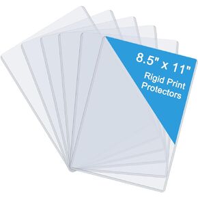 Rainmae 6 Pack 8.5" x 11" Rigid Print Protectors, Clear Waterproof Hard Plastic Page Sheet Protectors, Paper Sleeves Photo Plastic Sleeves Hard Plastic Document Holder Birth Certificate Protector