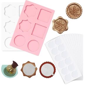 2 PcsSilicone Wax Seal Mold and 120pcs Double Sided Adhensive Dots for Wax Seal Stickers, Andotopee Wax Seal Mat for Wax Seal Stamp, Sealing Wax Pad and Removable Sticky Tack Putty for DIY Craft