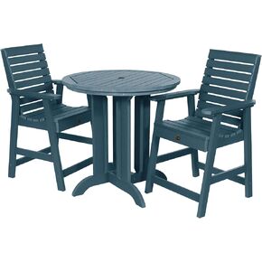 Sequoia Professional CM-ST3SQ36WC-FBE Glennville 3pc Round Counter Height Bistro Dining Set, Federal Blue