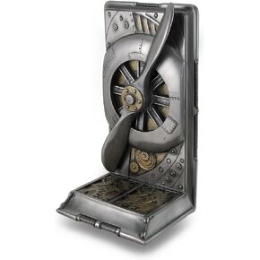 Veronese Design 8" Tall Steampunk Propeller Cold Cast Resin Steel Finish Airplane Decoration Statuary Single Bookend