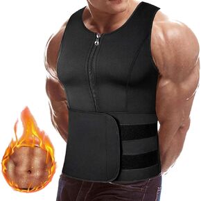 Men Sweat Vest Waist Trainer,Workout Sauna Vest for Men, Adjustable Men Sauna Sweat Suit Body Shaper XL, 3XL