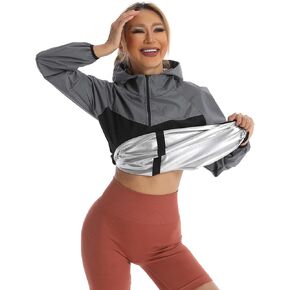 Sauna Suit for Women Sauna Jacket Long Sleeve Sweat Suits Gym Workout Slimming Tops Zipper Body Shaper