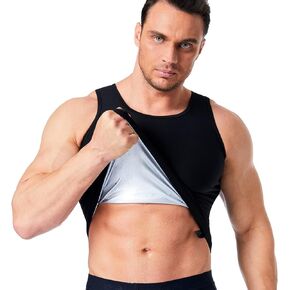 QBK M-8X Big and Tall Sauna Vest for Men Sweat Sauna Compression Tank Gym Workout Sweat Shirt