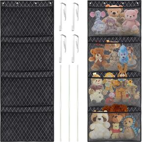 Organizers and Storage for Stuffed Animals,Over Door Net Hammock,Durable Hanging Baby Organizer,Plush Toy Net,Kids Toy and Diaper Organization, with 4 Large Breathable Dense Mesh Pockets