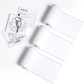 Thermal Sticker Paper for D1 Mini Pocket Printer, 3 Rolls Regular Self-Adhesive Thermal Paper 57mm x 2.8m Compatible with All 57mm Pocket Thermal Printer (White)