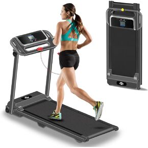 Folding Treadmill, 3.0HP Portable Foldable Treadmills for Home with 12 Preset Programs, LED Display, Compact Small Treadmill for Office, Walking Running Exercise Treadmill Pad, 300 LBS Capacity