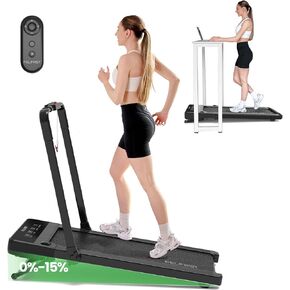 Walking Pad Treadmill with 15% 9° 8 Level Auto Incline, 2-in-1 Under Desk Foldable Treadmill w/Remote Control, 12 HIIT Mode, 265 Lbs, 7.6 MPH Max, Portable Mini Treadmill for Office Home Dog