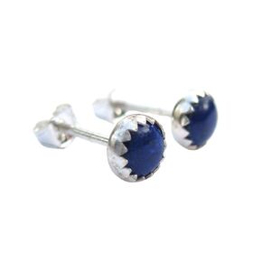 Blue Lapis Lazuli Earrings, Blue Stud Gemstone 5mm Post Earrings
