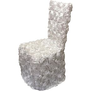 luchuan White Rosette Banquet Chair Cover for Wedding