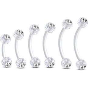 COCHARM 6PCS Plastic Pregnancy Belly Button Rings 14G Acrylic Belly Navel Rings for Women Bioflex Belly Piercing Jewelry