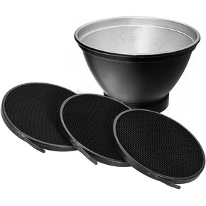 Andoer 210mm Elinchrom Mount Reflector Diffuser Shade Lamp Shade with 10° 30° 50° Honeycomb Grids for Elinchrom Mount Studio Strobe Flash Light Speedlite Portrait and Commercial Photography Accessory