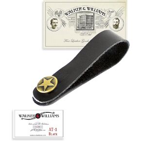 Walker & Williams AT-1 Black Leather Acoustic Guitar Strap Button Headstock Adaptor For Acoustic, Electric, And Bass Guitars