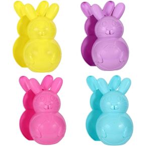 Easter Bunny Fillable Container Bunny Shaped 10 inches (4pcs) Set of 4 Colors Blue Yellow Pink & Purple Perfect for Easter Spring Basket Fillers Easter Eggs Hunt Basket Stuffers
