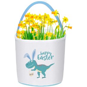 PARTYWIND Easter Baskets for Kids, Dinosaur Easter Basket with Handle for Egg Hunt Games, Easter Gifts for Boys and Girls, Easter Day Party Supplies Favors (1 PCS)