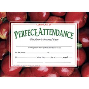 Flipside Products Hayes Certificate of Perfect Attendance, (Set of 30)