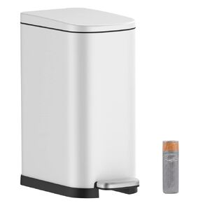 10 Liter/ 2.6 Gallon Black Bathroom Trash Can with Lid,Slim Step Trash Can with Removable Inner Bucket for Bathroom,Bedroom,Office