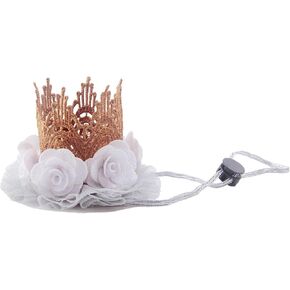 Chic Elastic Khaki Crown Tiara Headband for Pet Crown Hairband Costume (Pink)
