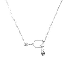 Pickleball Gift for Women, Pickleball Lariat Necklace, Pickleball Jewelry, Silver Pickleball Paddle Pendant, Womens Pickleball Gift