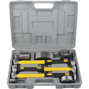 DAYUAN 7Pcs Auto Body Repair Kit, Craft Panel Beating Hammer and Dolly Set Hammer Dent Body Fender Tool