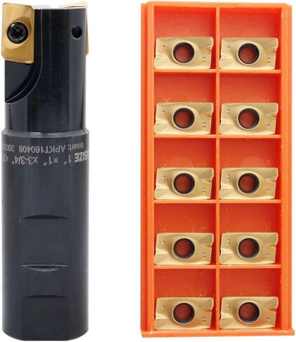 Accusize Industrial Tools 1'' 90 Deg Square Shoulder Indexable End Mill Plus 12 Apkt1604 Carbide Inserts, 0056-0921+0056-1604 in Saudi Arabia