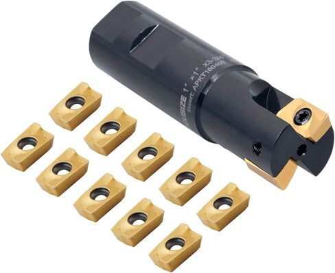 Accusize Industrial Tools 1'' 90 Deg Square Shoulder Indexable End Mill Plus 12 Apkt1604 Carbide Inserts, 0056-0921+0056-1604 in Saudi Arabia