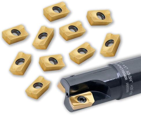 Accusize Industrial Tools 1'' 90 Deg Square Shoulder Indexable End Mill Plus 12 Apkt1604 Carbide Inserts, 0056-0921+0056-1604 in Saudi Arabia