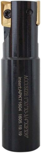 Accusize Industrial Tools 1'' 90 Deg Square Shoulder Indexable End Mill Plus 12 Apkt1604 Carbide Inserts, 0056-0921+0056-1604 in Saudi Arabia