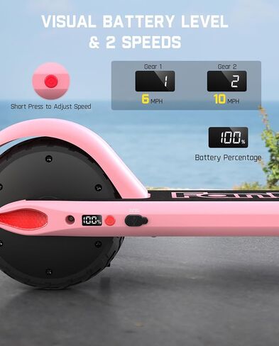 C9 Electric Scooter for Kids Ages 8+, 6/10MPH, 5 Miles Range, LED Display, Adjustable Height, Foldable, Rubber Wheels, Lightweight, Gifts for Boys and Girls up to 132 lbs in Saudi Arabia