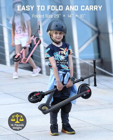 C9 Electric Scooter for Kids Ages 8+, 6/10MPH, 5 Miles Range, LED Display, Adjustable Height, Foldable, Rubber Wheels, Lightweight, Gifts for Boys and Girls up to 132 lbs in Saudi Arabia