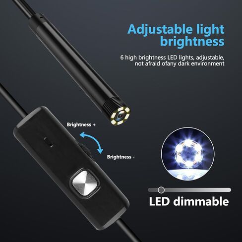 كاميرا المنظار مع الضوء - كاميرا منظار USB 3 في 1 كاميرا ثعبان صلبة مرنة مع 6 مصابيح LED منظار مع كابل صلب بطول 11.48 قدم كاميرا ثعبان مقاومة للماء لنظام Android من النوع C USB in Kuwait