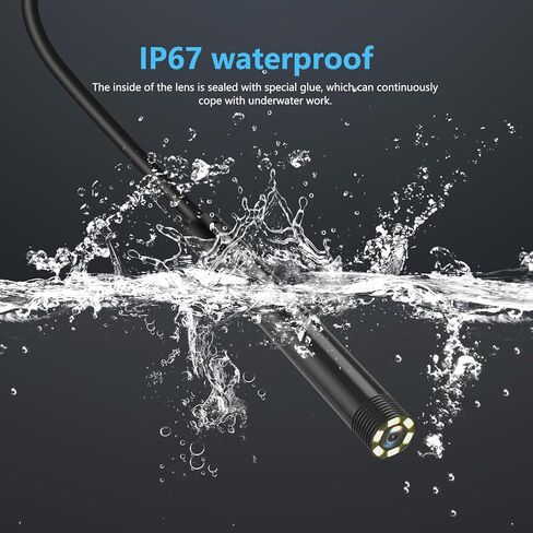 كاميرا المنظار مع الضوء - كاميرا منظار USB 3 في 1 كاميرا ثعبان صلبة مرنة مع 6 مصابيح LED منظار مع كابل صلب بطول 11.48 قدم كاميرا ثعبان مقاومة للماء لنظام Android من النوع C USB in Kuwait