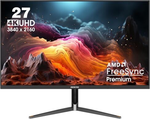 شاشة SNOW FOX 4k ADS بدقة UHD (3840×2160) شاشة كمبيوتر مقاس 27 بوصة، ألوان دقيقة SRGB128%، 95% Dci-P3،60 هرتز 3 مللي ثانية AMD Freesyne عالية الدقة، قابلة للتركيب على Vesa، منفذ عرض DP/HDMI in Saudi Arabia