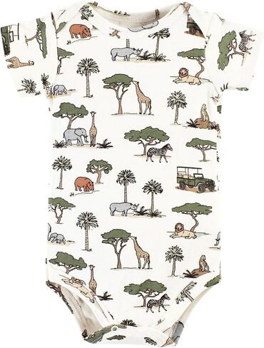 طقم بدلة وبنطلون من القطن للجنسين من Hudson Baby، بأكمام قصيرة Going On Safari، 0-3 أشهر in Saudi Arabia