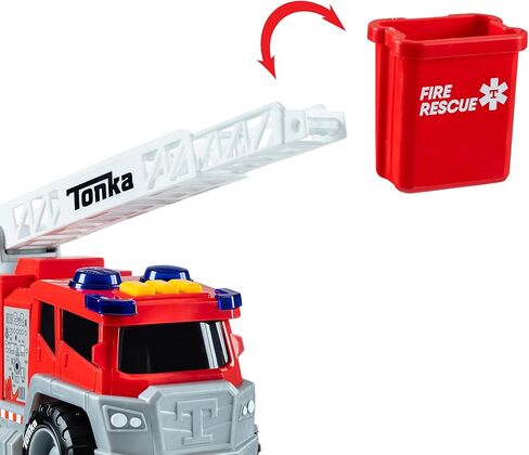 تونكا، شاحنة إطفاء كرنك وسحب - مصنوعة من البلاستيك القوي، شاحنة بناء لعبة تعمل بالضوء والأصوات، للأعمار من 3 سنوات فما فوق للأولاد والبنات، والأطفال الصغار، هدايا عيد الميلاد in Kuwait