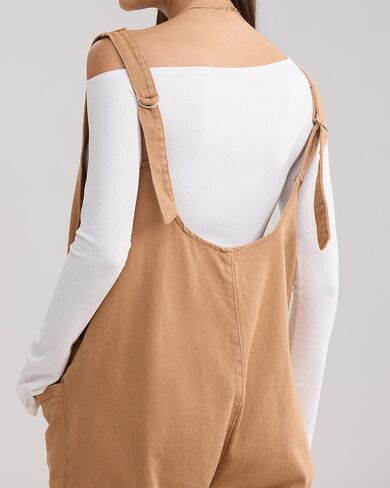 Gacaky Women's Oversized Denim Overalls Adjustable Strap High Roller Jumpsuit Casual Sleeveless Rompers with Pocket in Saudi Arabia