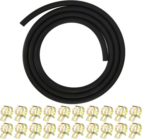 1/4 Fuel Line, ATMOAUS 10 Foot 1/4 Inch ID Fuel Line Hose with 20pcs 2/5 Inch ID Hose Clamps for Kawasaki Kohler Briggs & Stratton Small Diesel Powersports Engines,Rubber Black in Saudi Arabia
