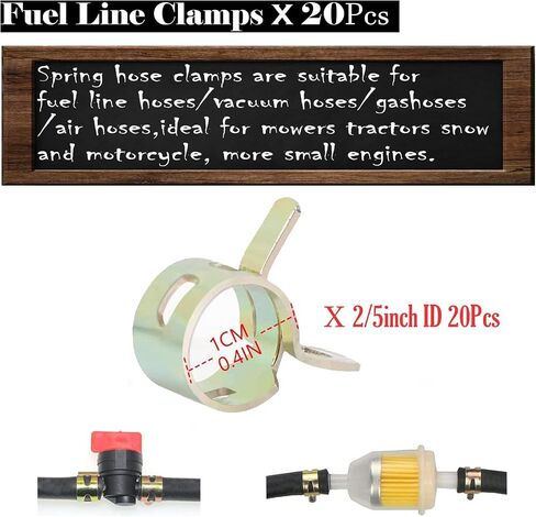 1/4 Fuel Line, ATMOAUS 10 Foot 1/4 Inch ID Fuel Line Hose with 20pcs 2/5 Inch ID Hose Clamps for Kawasaki Kohler Briggs & Stratton Small Diesel Powersports Engines,Rubber Black in Saudi Arabia