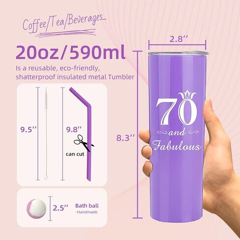 70th Birthday Gift for Women, 70 and Fabulous, 70th Glass, 70th Birthday Tumbler, 70th Birthday Gift for Mom, Gift for a 70 Year Old Woman, 70 year old gifts, 70th Birthday Cup, Happy 70th Bday Gifts in Saudi Arabia