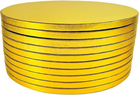 10 عبوات من ألواح الكيك الذهبية مقاس 10 بوصة، طبلة الكيك، طبلة لوحة الكيك المستديرة القوية لكعكة عيد الميلاد، رقائق مقاومة للدهون، قاعدة عرض دائرية ناعمة احترافية، بسمك 1/2 بوصة، عبوة من 10 قطع in Kuwait