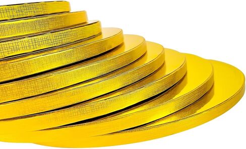 10 عبوات من ألواح الكيك الذهبية مقاس 10 بوصة، طبلة الكيك، طبلة لوحة الكيك المستديرة القوية لكعكة عيد الميلاد، رقائق مقاومة للدهون، قاعدة عرض دائرية ناعمة احترافية، بسمك 1/2 بوصة، عبوة من 10 قطع in Kuwait