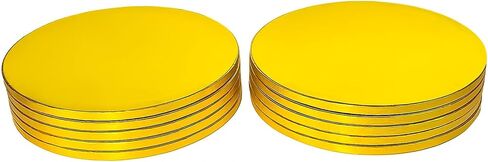 10 عبوات من ألواح الكيك الذهبية مقاس 10 بوصة، طبلة الكيك، طبلة لوحة الكيك المستديرة القوية لكعكة عيد الميلاد، رقائق مقاومة للدهون، قاعدة عرض دائرية ناعمة احترافية، بسمك 1/2 بوصة، عبوة من 10 قطع in Kuwait