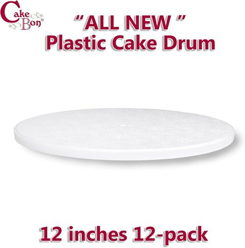 Cakebon White Plastic Reusable Cake Boards 12 Inch Round - 1/2 Inch Thick Cake Board or Cake Drum, Sturdy Cake Base, Ideal for 10 Inch Cake, 12-Pack in Saudi Arabia