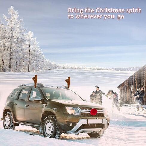 زينة عيد الميلاد في يوليو، قرون وأنف الرنة الفاخرة لعيد الميلاد في شهر يوليو، سقف النافذة العلوي والشبكة الأمامية مجموعة رودولف الرنة، جرس جلجل زينة عيد الميلاد للسيارات ذات الدفع الرباعي والشاحنات in Kuwait