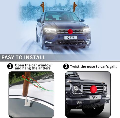 زينة عيد الميلاد في يوليو، قرون وأنف الرنة الفاخرة لعيد الميلاد في شهر يوليو، سقف النافذة العلوي والشبكة الأمامية مجموعة رودولف الرنة، جرس جلجل زينة عيد الميلاد للسيارات ذات الدفع الرباعي والشاحنات in Kuwait