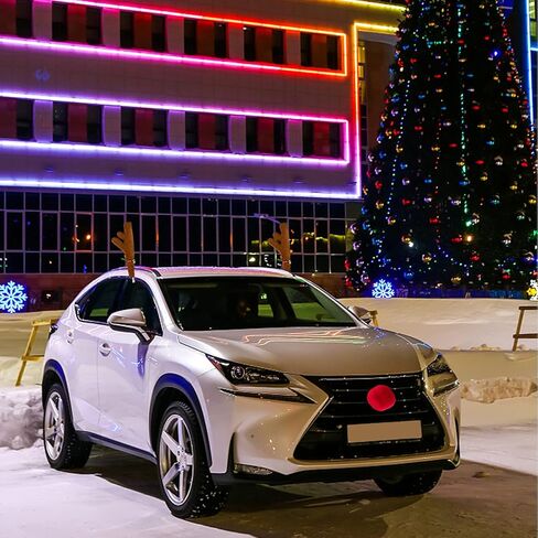 زينة عيد الميلاد في يوليو، قرون وأنف الرنة الفاخرة لعيد الميلاد في شهر يوليو، سقف النافذة العلوي والشبكة الأمامية مجموعة رودولف الرنة، جرس جلجل زينة عيد الميلاد للسيارات ذات الدفع الرباعي والشاحنات in Kuwait