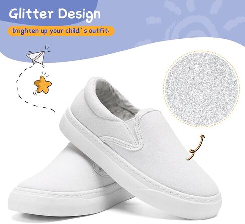 Toddler Sneakers for Girls Boys Low Top Slip On Kids Canvas Casual Shoes Comfortable Walking Sequins Glitter Shoes in Saudi Arabia